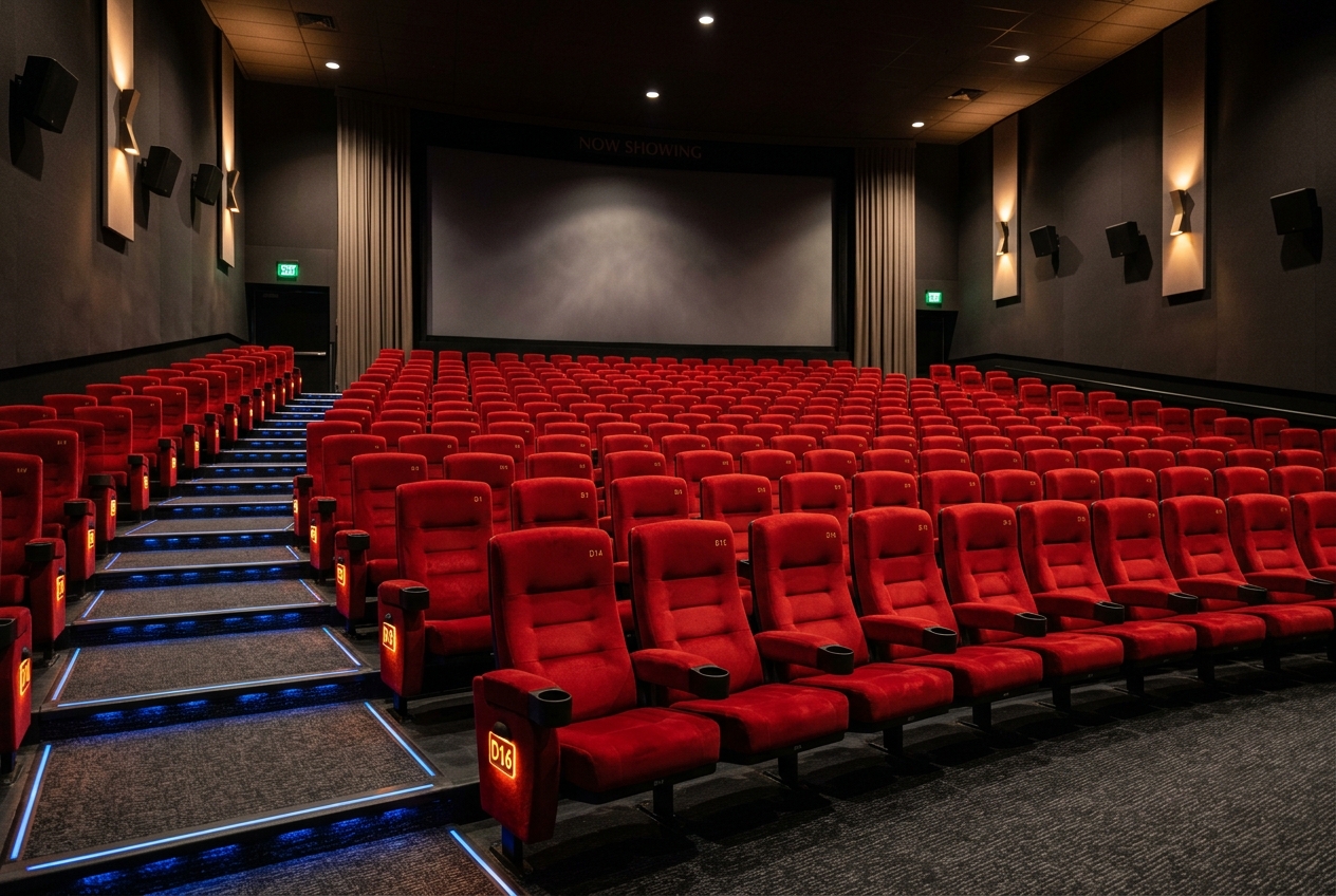 Sièges de cinéma propres après nettoyage par injection-extraction nocturne